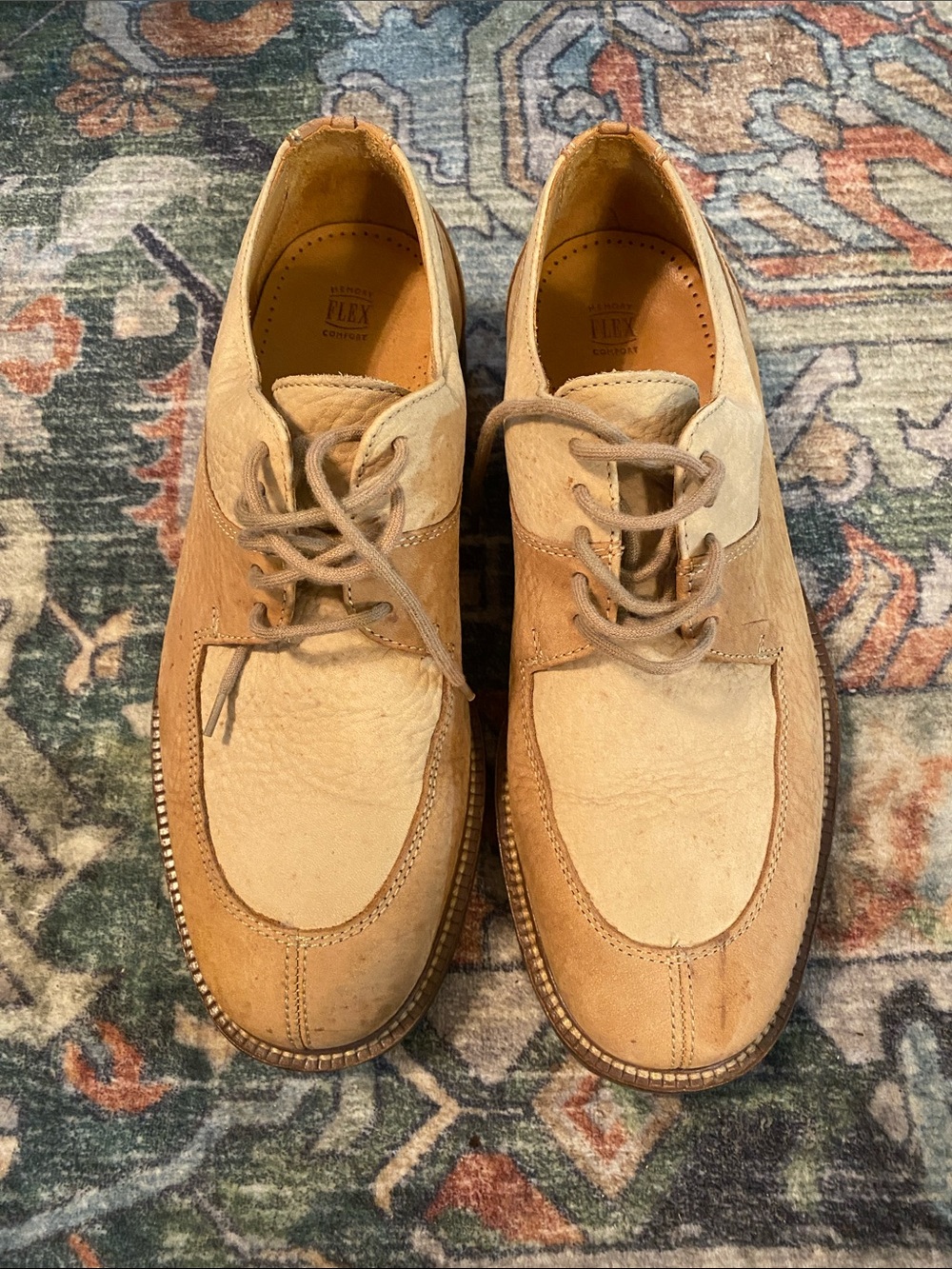Men's Two-Tone Tan Suede/Leather Lace-Up Shoes